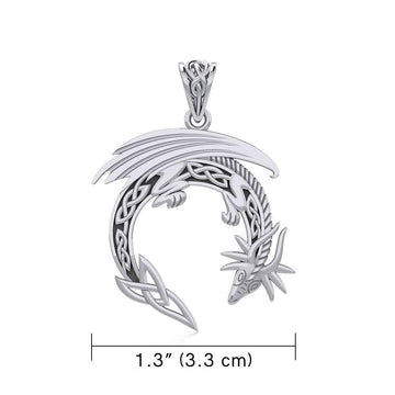 Dragon with Celtic Silver Pendant TPD5849 - Jewelry